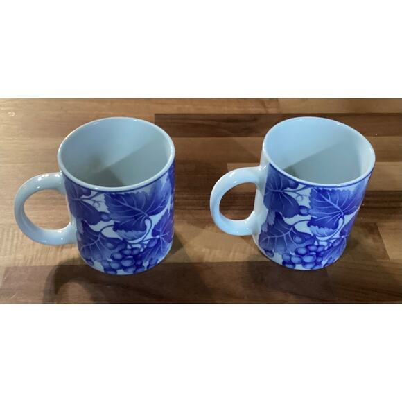 2 Vintage Omnibus By Fitz And Floyd Bordeaux Mug Coffee Cup 12 Oz Grapevine 1995 - Picture 2 of 10